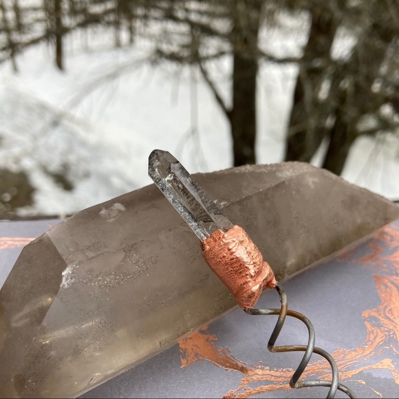 Lemurian Seed Clear Quartz Crystal Point Hair Accessory Updo Bun Jewelry - Picture 5 of 6